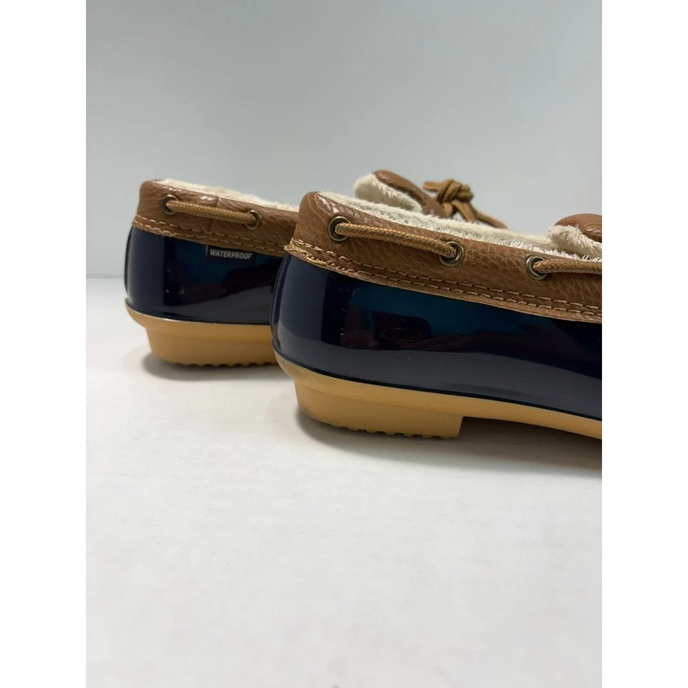JBU by Jambu Woodbury Navy Brown Waterproof Duck Shoes Faux Fur Lined 8M B9WBY73